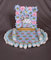 Hand Crafted Throne - Blue and Pink Artificial Flowers